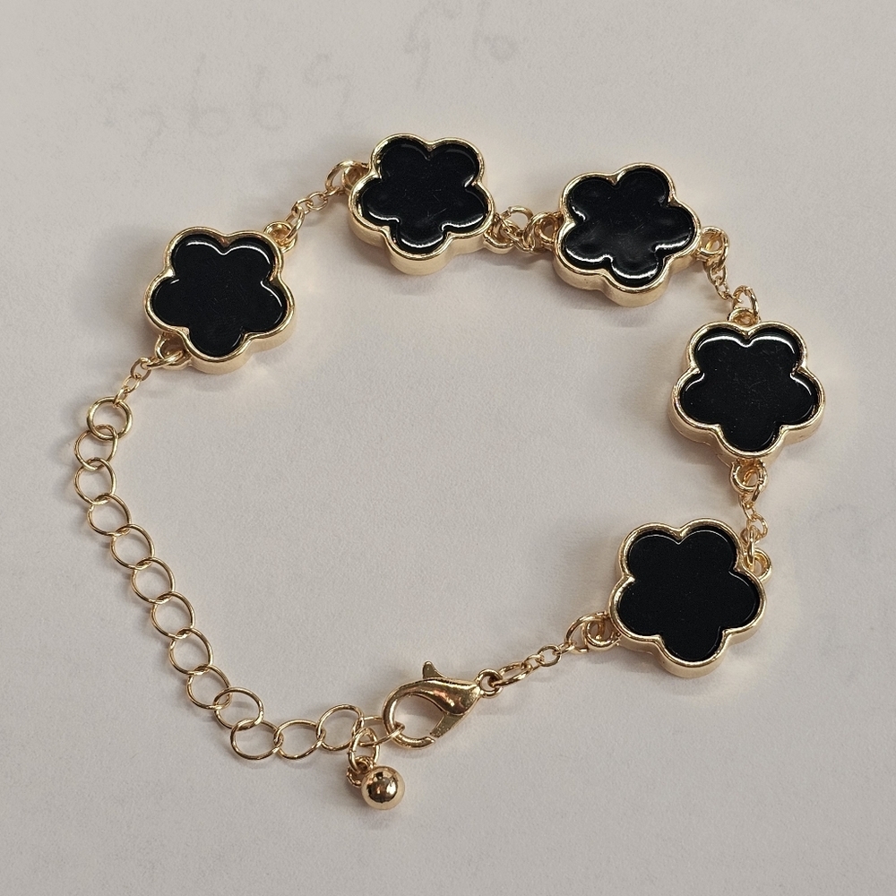 Bohemian Clover Black Gold Fashion Charm Bracelet